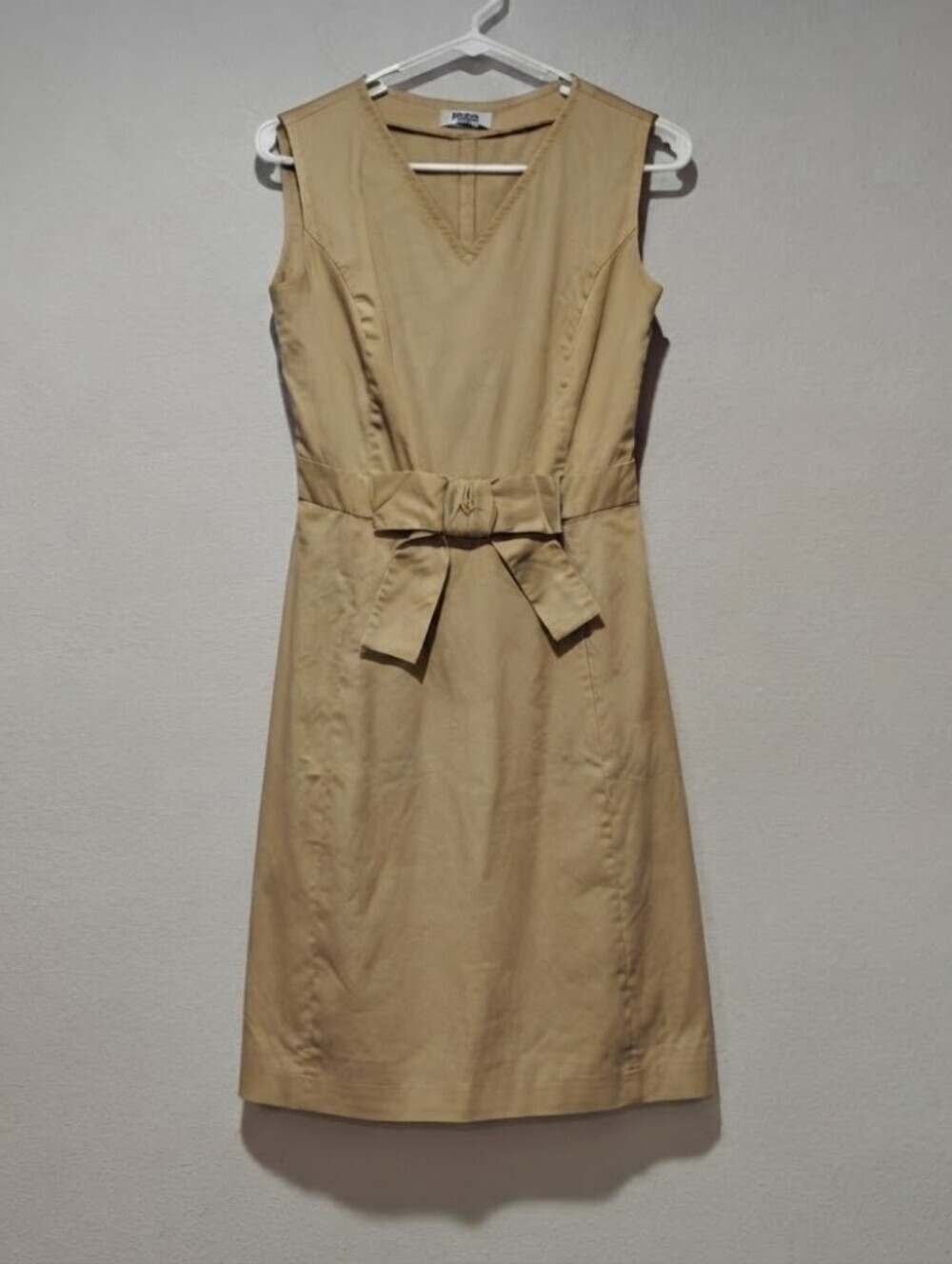 Vintage Moschino Sleeveless V-Neck Belted Cotton A-Line Dress Size 4 Pockets